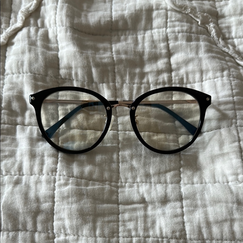 Stylish Blue Light Blocking, Black Round Glasses